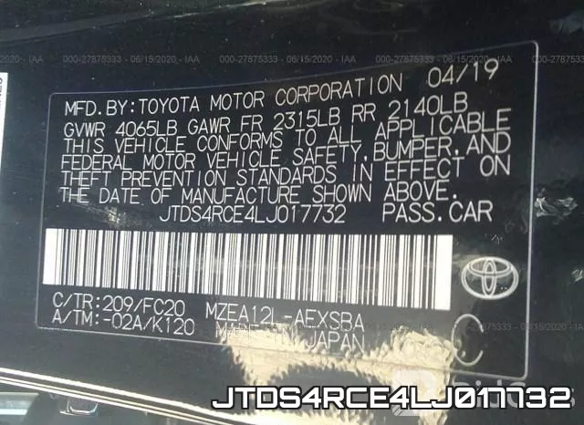 JTDS4RCE4LJ017732 фото 10