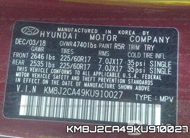 KM8J2CA49KU910027 фото 10