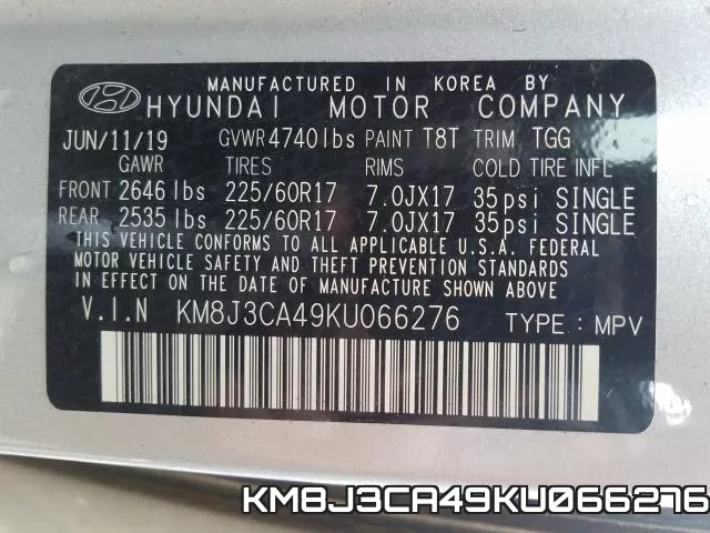 KM8J3CA49KU066276 фото 2