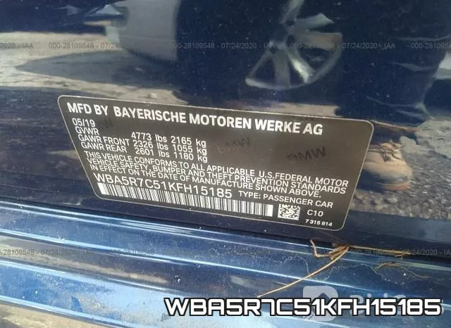 WBA5R7C51KFH15185 фото 10