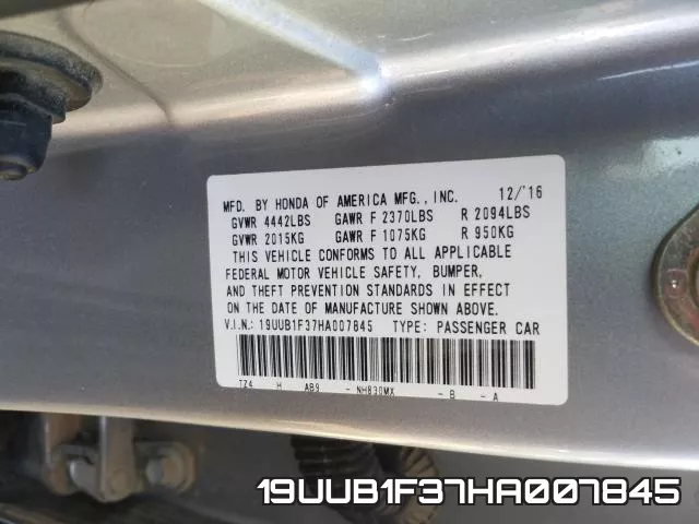19UUB1F37HA007845 фото 2