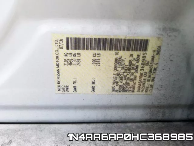 1N4AA6AP0HC368985 фото 2