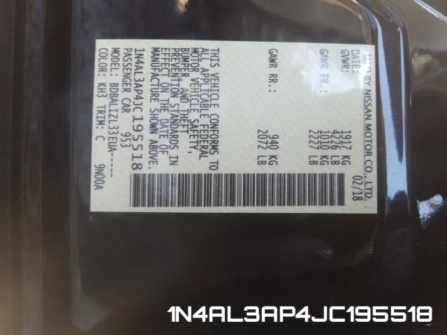 1N4AL3AP4JC195518 фото 2