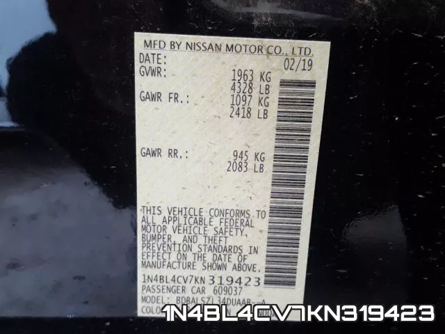 1N4BL4CV7KN319423 фото 2