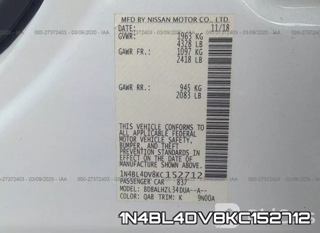 1N4BL4DV8KC152712 фото 10