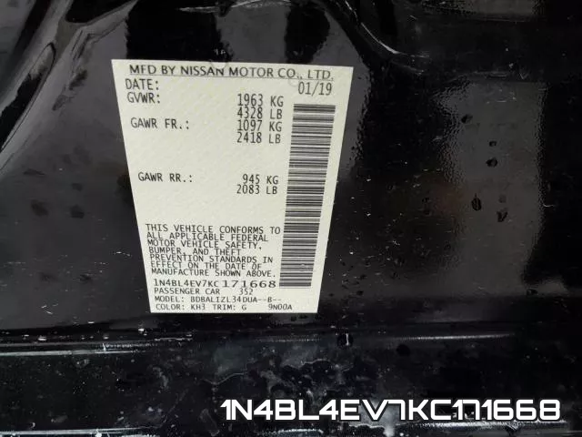 1N4BL4EV7KC171668 фото 2