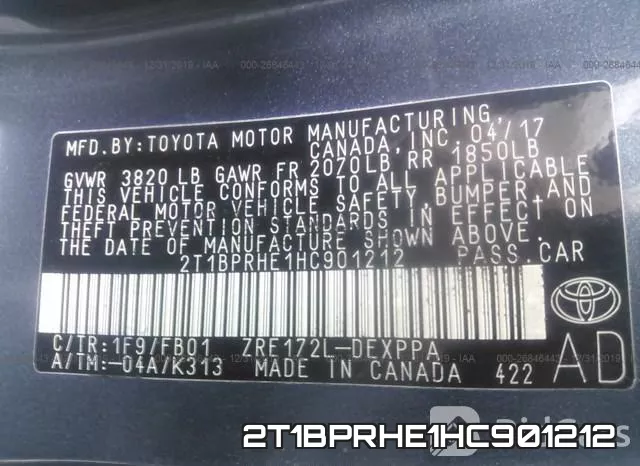 2T1BPRHE1HC901212 фото 10