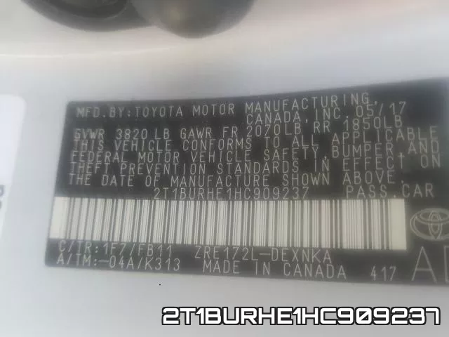 2T1BURHE1HC909237 фото 2