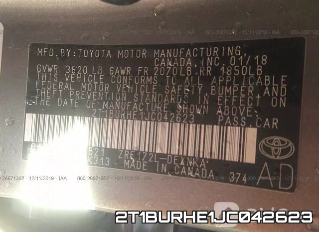 2T1BURHE1JC042623 фото 10