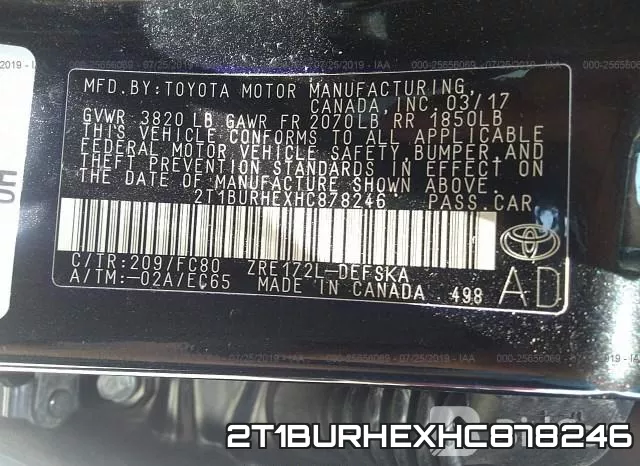 2T1BURHEXHC878246 фото 10