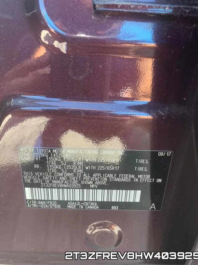 2T3ZFREV8HW403925 фото 2