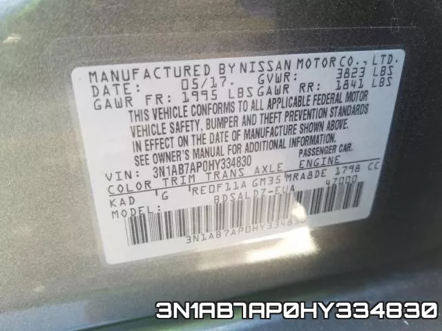 3N1AB7AP0HY334830 фото 2