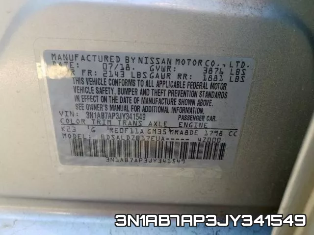 3N1AB7AP3JY341549 фото 2