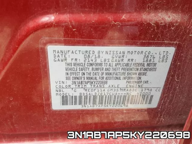 3N1AB7AP5KY220698 фото 2