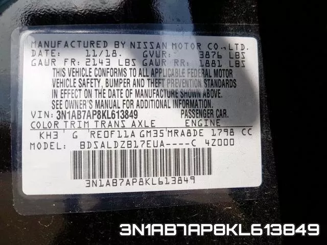 3N1AB7AP8KL613849 фото 2