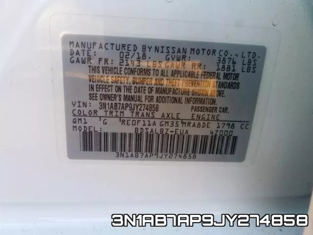 3N1AB7AP9JY274858 фото 2