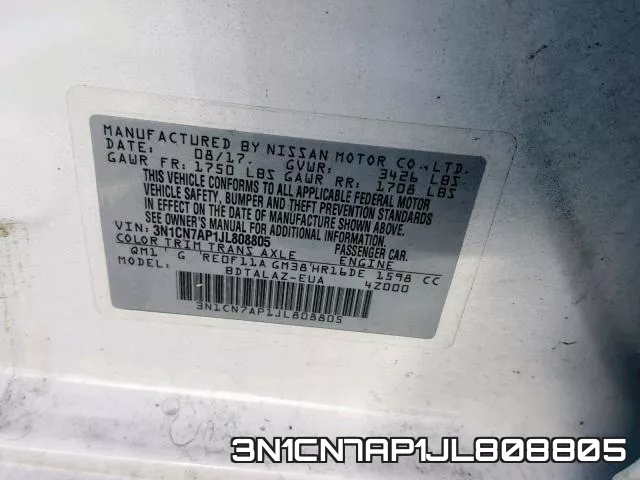 3N1CN7AP1JL808805 фото 2