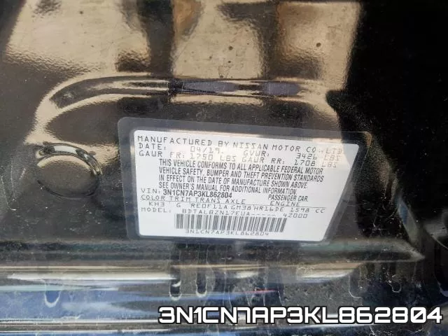 3N1CN7AP3KL862804 фото 2