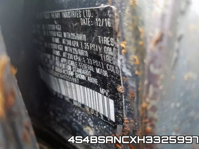 4S4BSANCXH3325997 фото 2