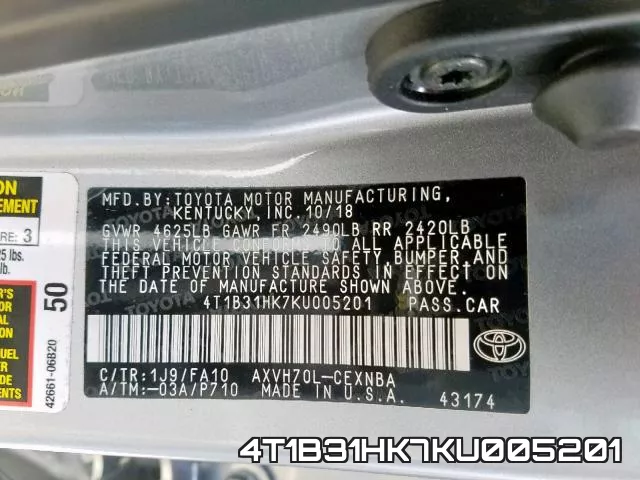 4T1B31HK7KU005201 фото 2