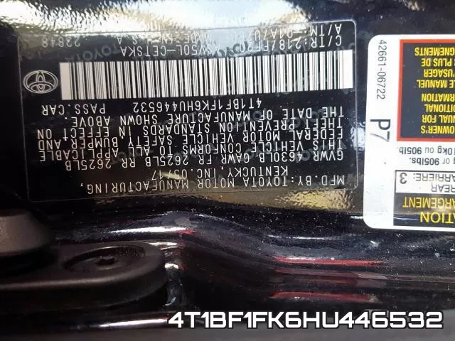 4T1BF1FK6HU446532 фото 2