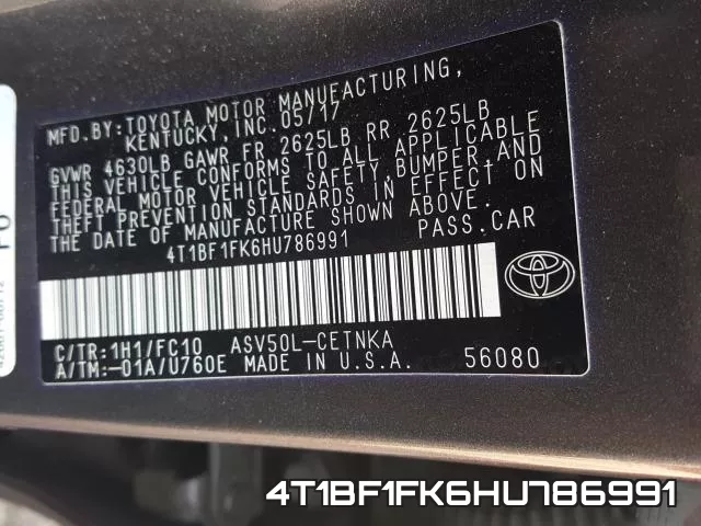 4T1BF1FK6HU786991 фото 2