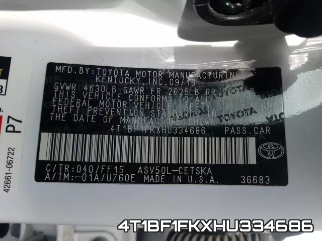 4T1BF1FKXHU334686 фото 2