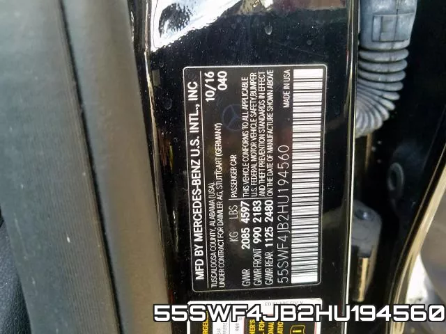 55SWF4JB2HU194560 фото 2