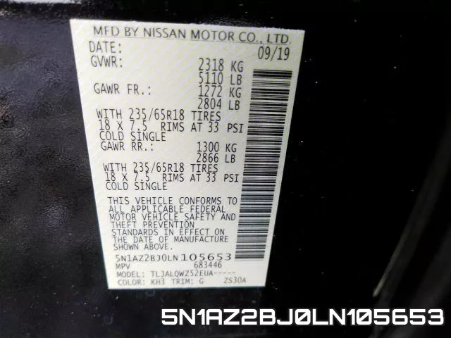 5N1AZ2BJ0LN105653 фото 2
