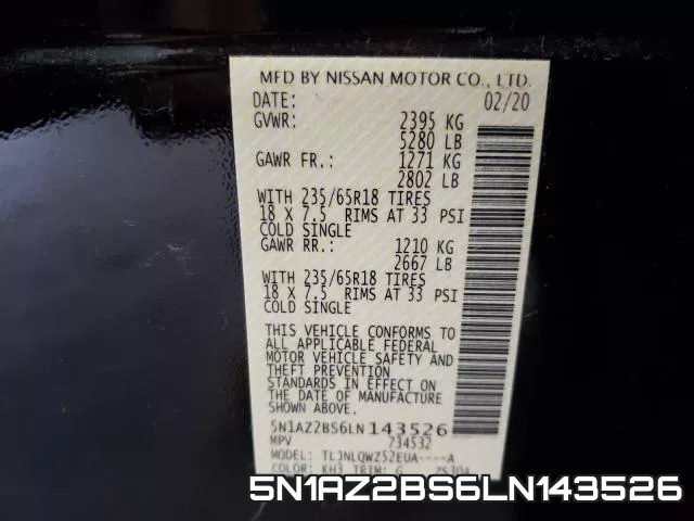 5N1AZ2BS6LN143526 фото 2