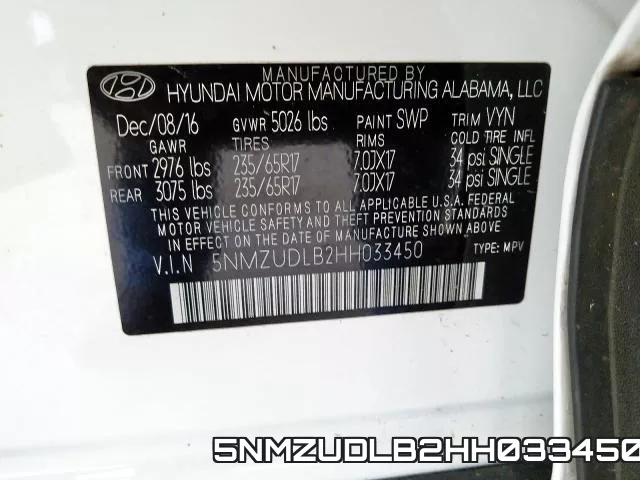 5NMZUDLB2HH033450 фото 2