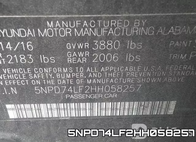 5NPD74LF2HH058257 фото 10