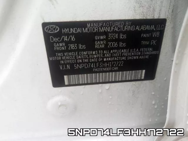 5NPD74LF3HH172722 фото 2