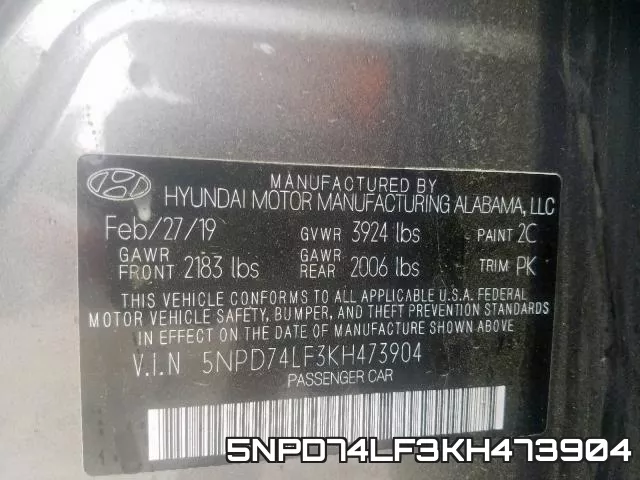5NPD74LF3KH473904 фото 2