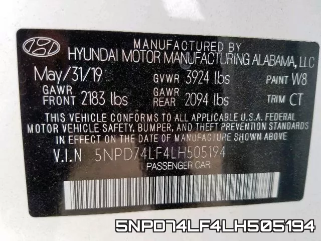 5NPD74LF4LH505194 фото 2