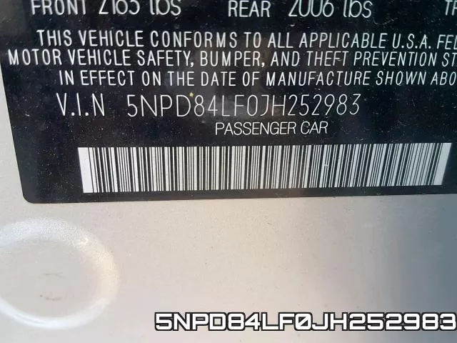 5NPD84LF0JH252983 фото 2