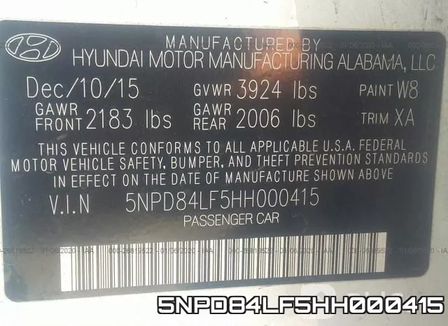 5NPD84LF5HH000415 фото 10