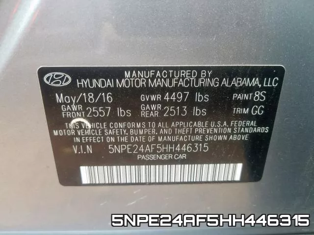 5NPE24AF5HH446315 фото 2