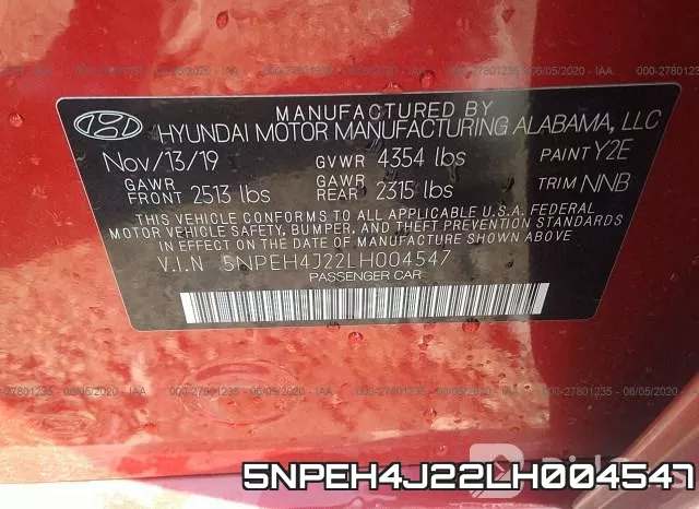 5NPEH4J22LH004547 фото 10