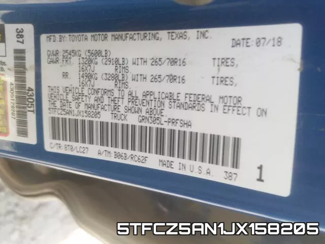 5TFCZ5AN1JX158205 фото 2