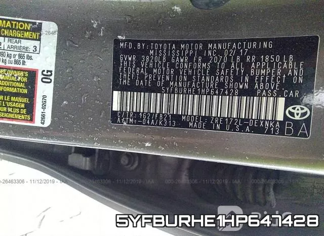 5YFBURHE1HP647428 фото 10