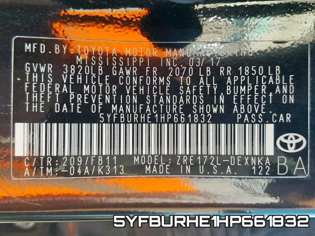5YFBURHE1HP661832 фото 2