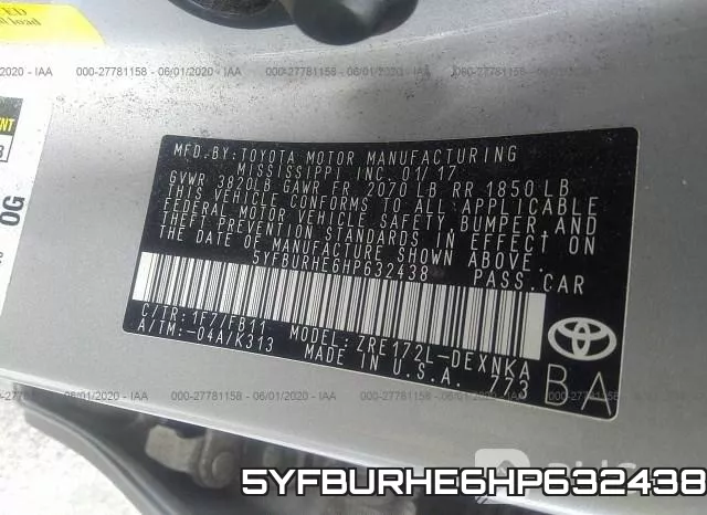 5YFBURHE6HP632438 фото 10