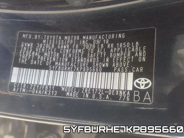 5YFBURHE7KP895660 фото 2