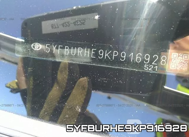 5YFBURHE9KP916928 фото 9