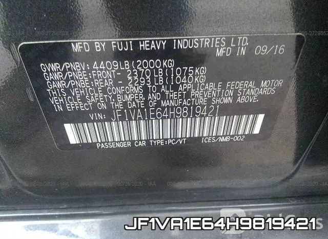 JF1VA1E64H9819421 фото 10
