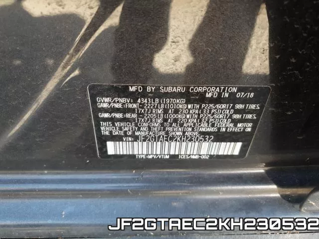 JF2GTAEC2KH230532 фото 2