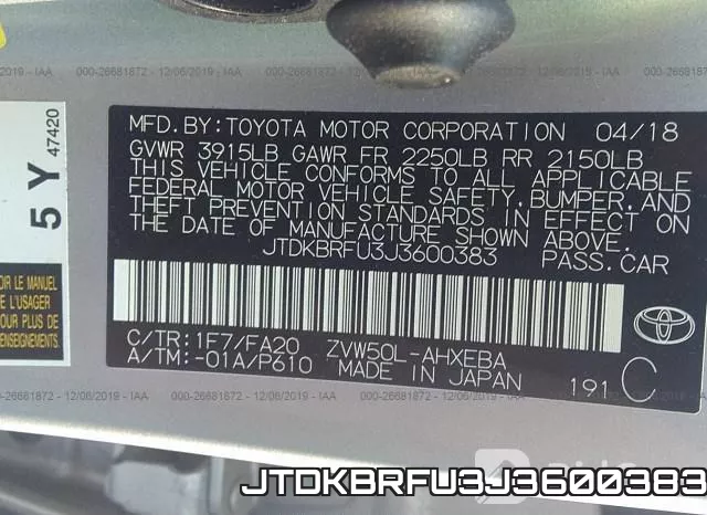 JTDKBRFU3J3600383 фото 10