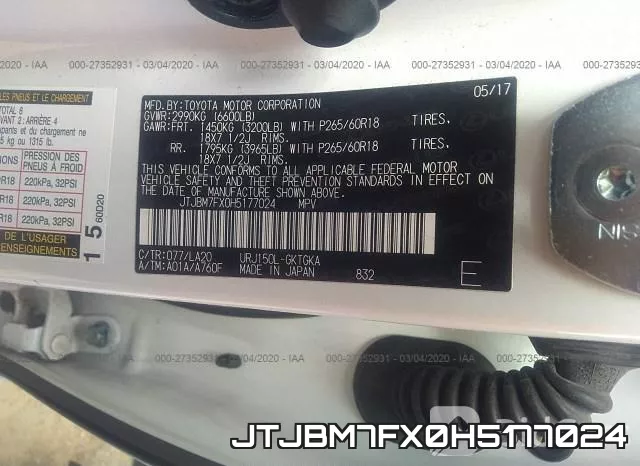 JTJBM7FX0H5177024 фото 10