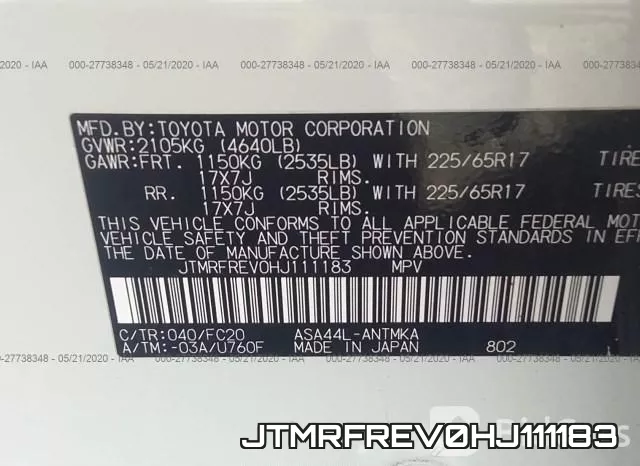 JTMRFREV0HJ111183 фото 10